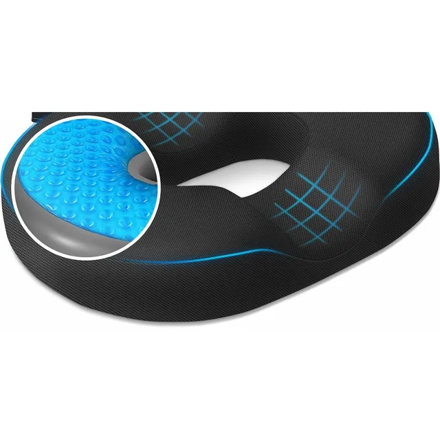 CushZone Cooling Gel Donut Pillow — Black
