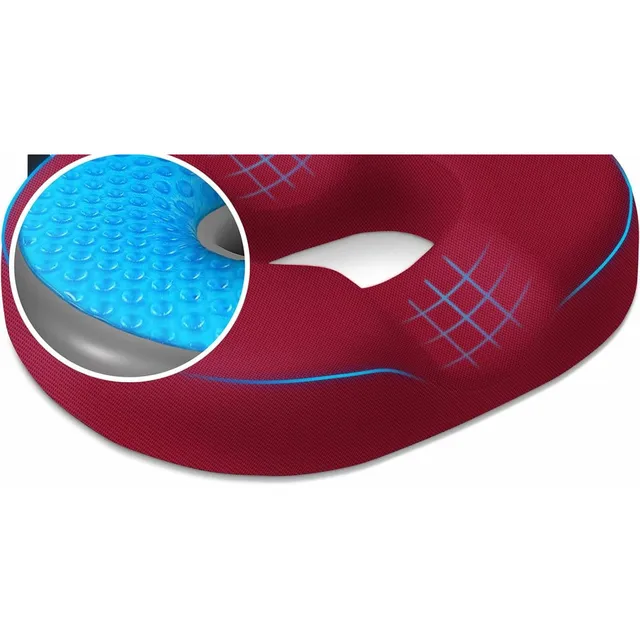 CushZone Cooling Gel Donut Pillow — Red