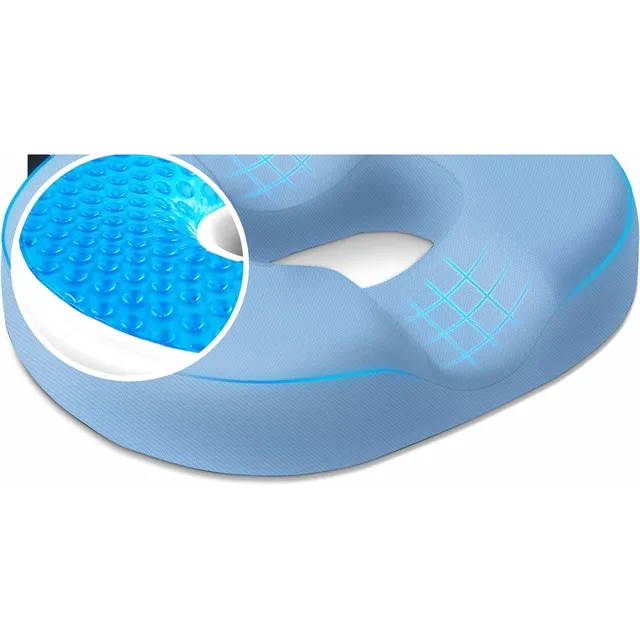 CushZone Cooling Gel Donut Pillow — Light Blue