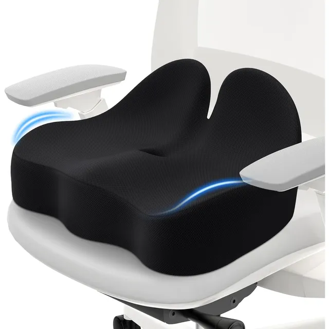 CushZone Curved Ergonomic Seat Cushion — Black
