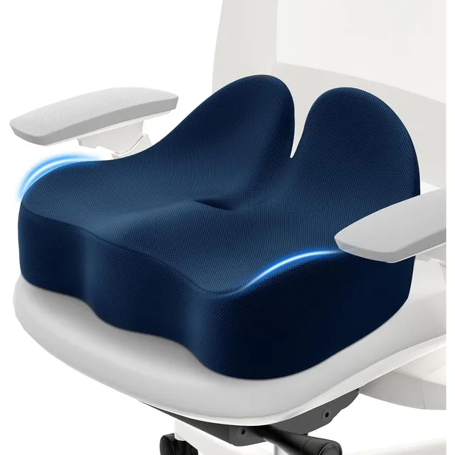 CushZone Curved Ergonomic Seat Cushion — Navy Blue