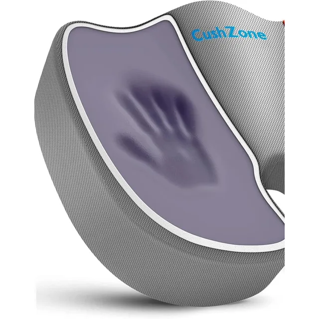 CushZone Memory Foam Seat Cushion — Light Gray