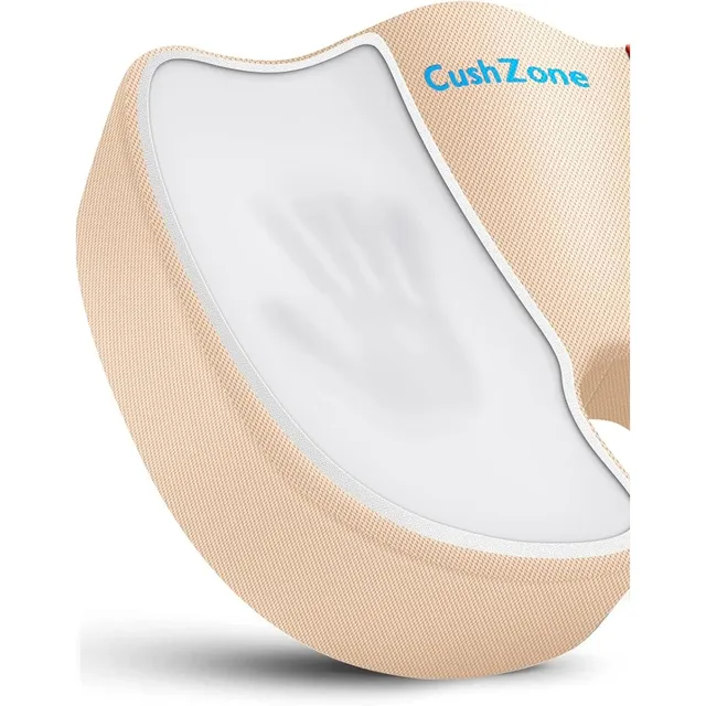 CushZone Memory Foam Seat Cushion — Khaki